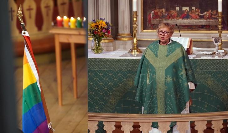 Kyrkja, her ved prest Margrethe Holmboe Askeland, ønskte alle velkomen. (Foto: Marie Kroka)