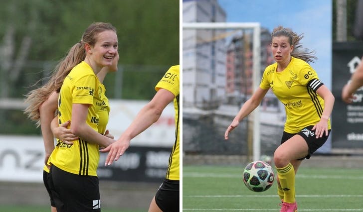 Elise Lyssand (t.v.) ordna 1-0, kaptein Lilly Skarstein Kjetland blei kåra til banens beste på 18-årsdagen. (Foto: Kjetil Vasby Bruarøy)